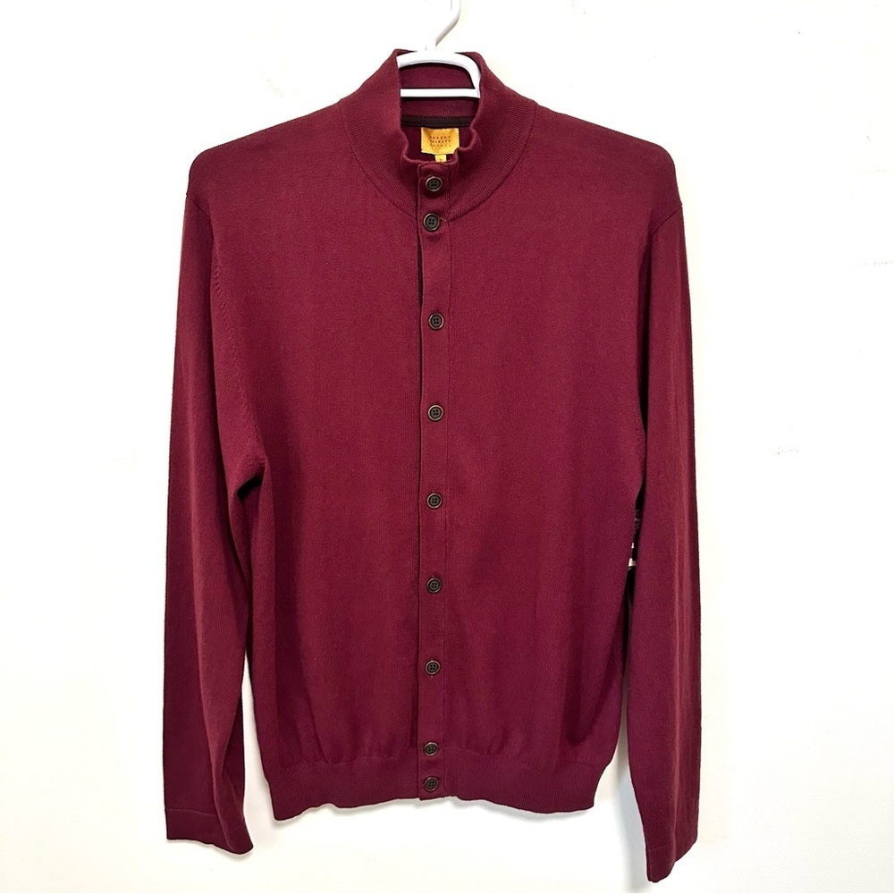 ROBERT Talbott Carmel Burgundy Button Down Cardigan Sz XL NWT